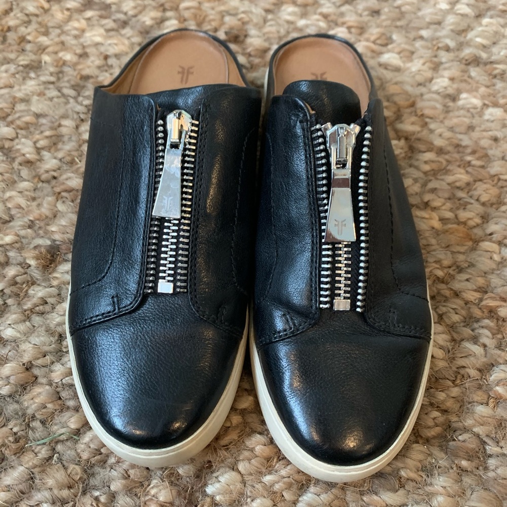 Frye Lena Leather Mule Platform Sneaker Slip Ons